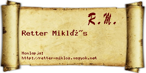 Retter Miklós névjegykártya
