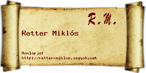 Retter Miklós névjegykártya